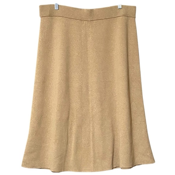 Banana Republic Sweater Skirt L Brown Sugar A-Line Midi Flounce Hem Academia NWT - Picture 2 of 8